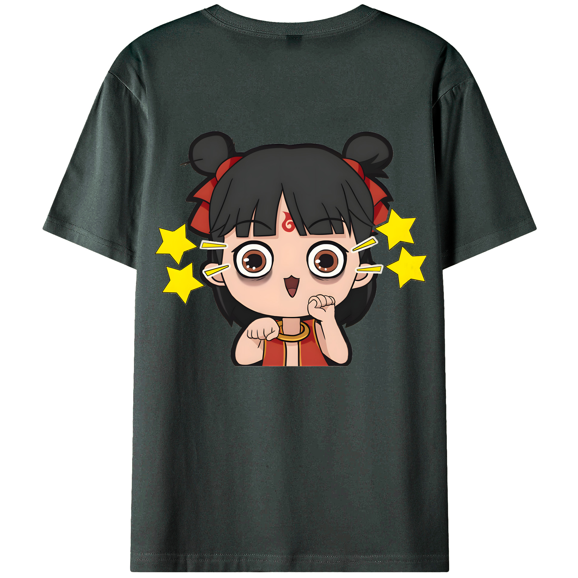 （画像用） Ne Zha 2 ナタ 魔童の大暴れ 綿100％ メンズ半袖Tシャツ（バックプリント） 通気性